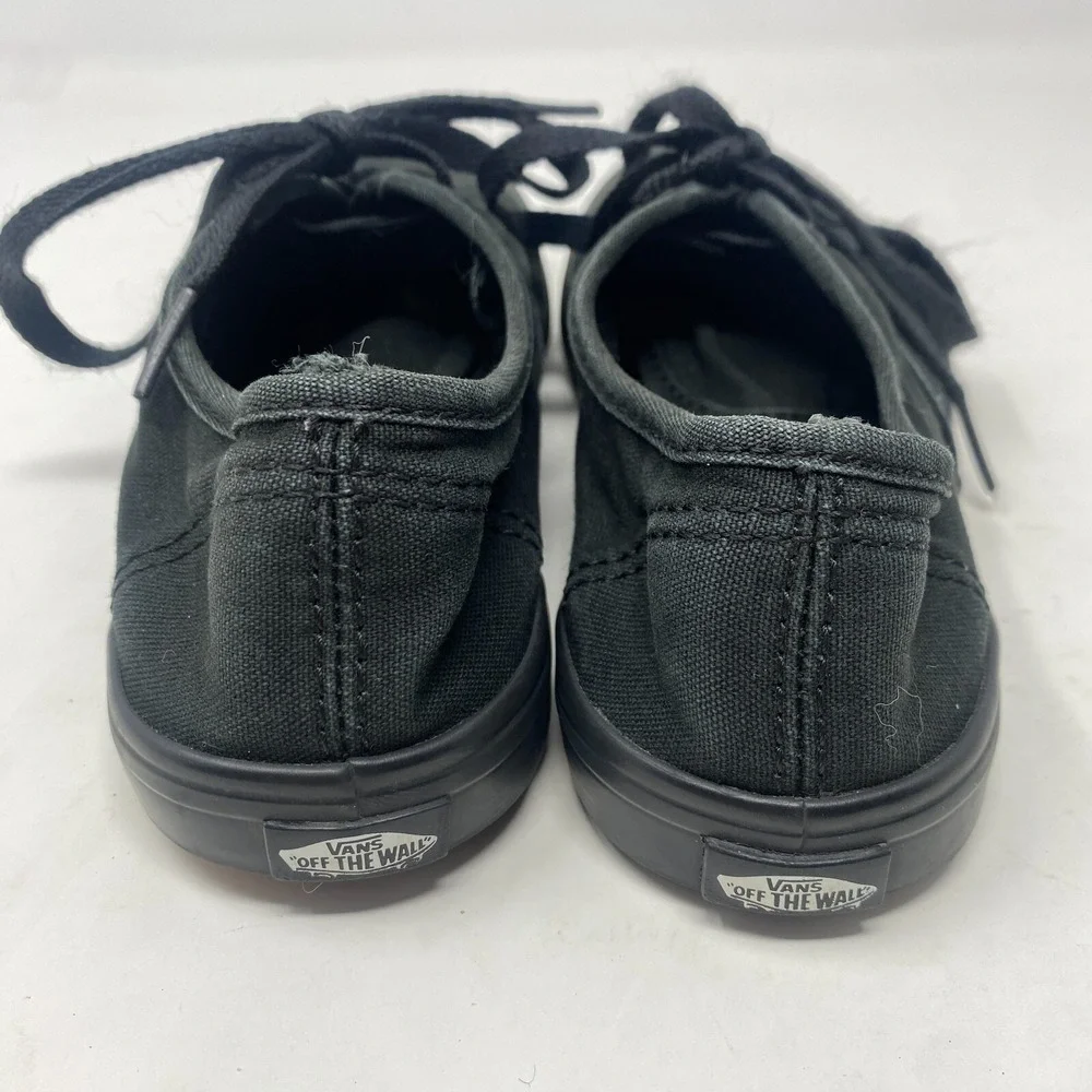 Vans Classic Lace Up Shoes Solid Black Gum Low Cut US Youth Size‎ 2.5